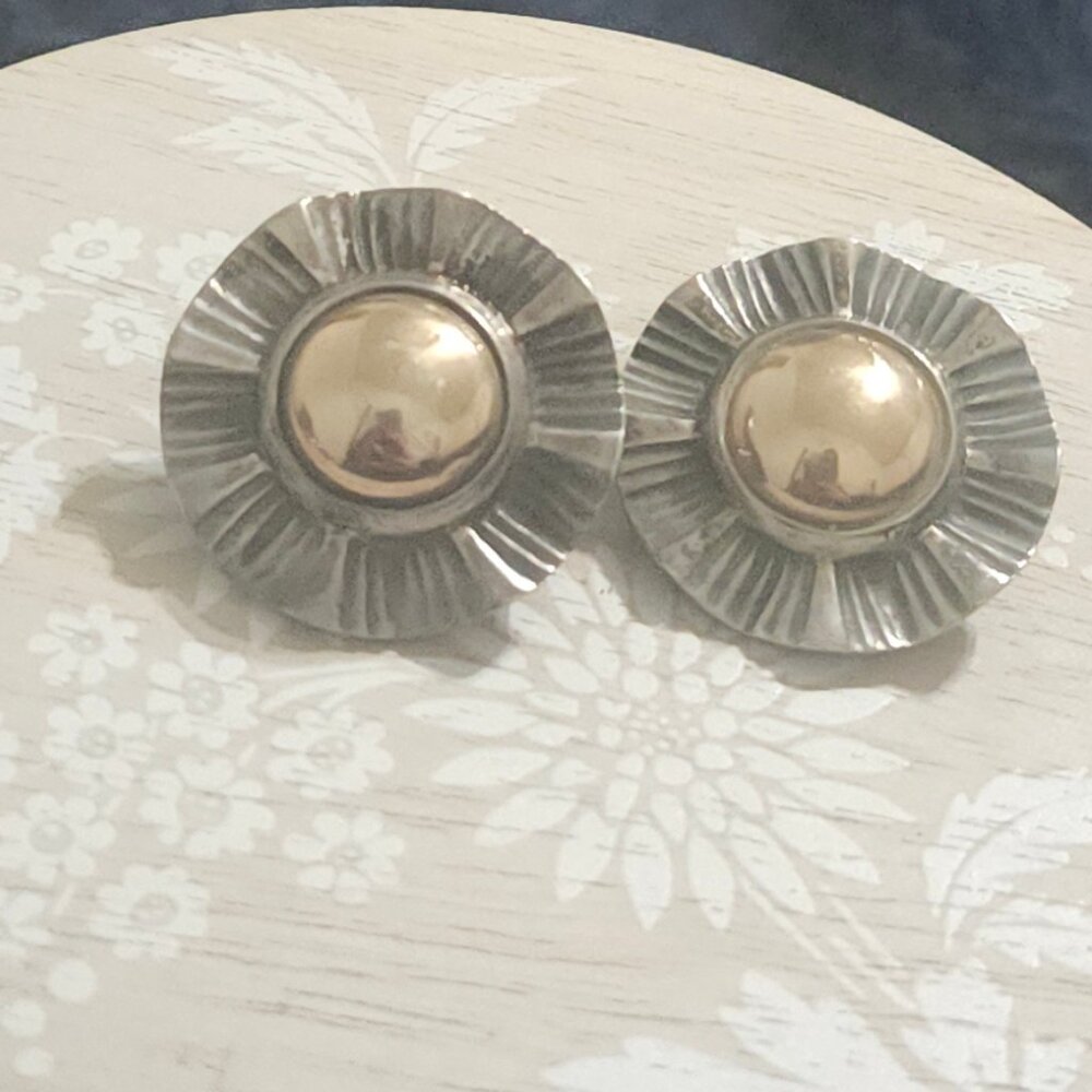 James Avery 14k Gold Silver Sun Clip On Earrings Vintage